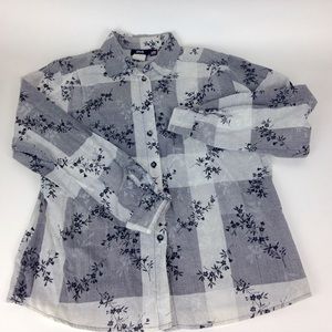 Vintage Tapestry USA Plaid Floral Top Sz Large